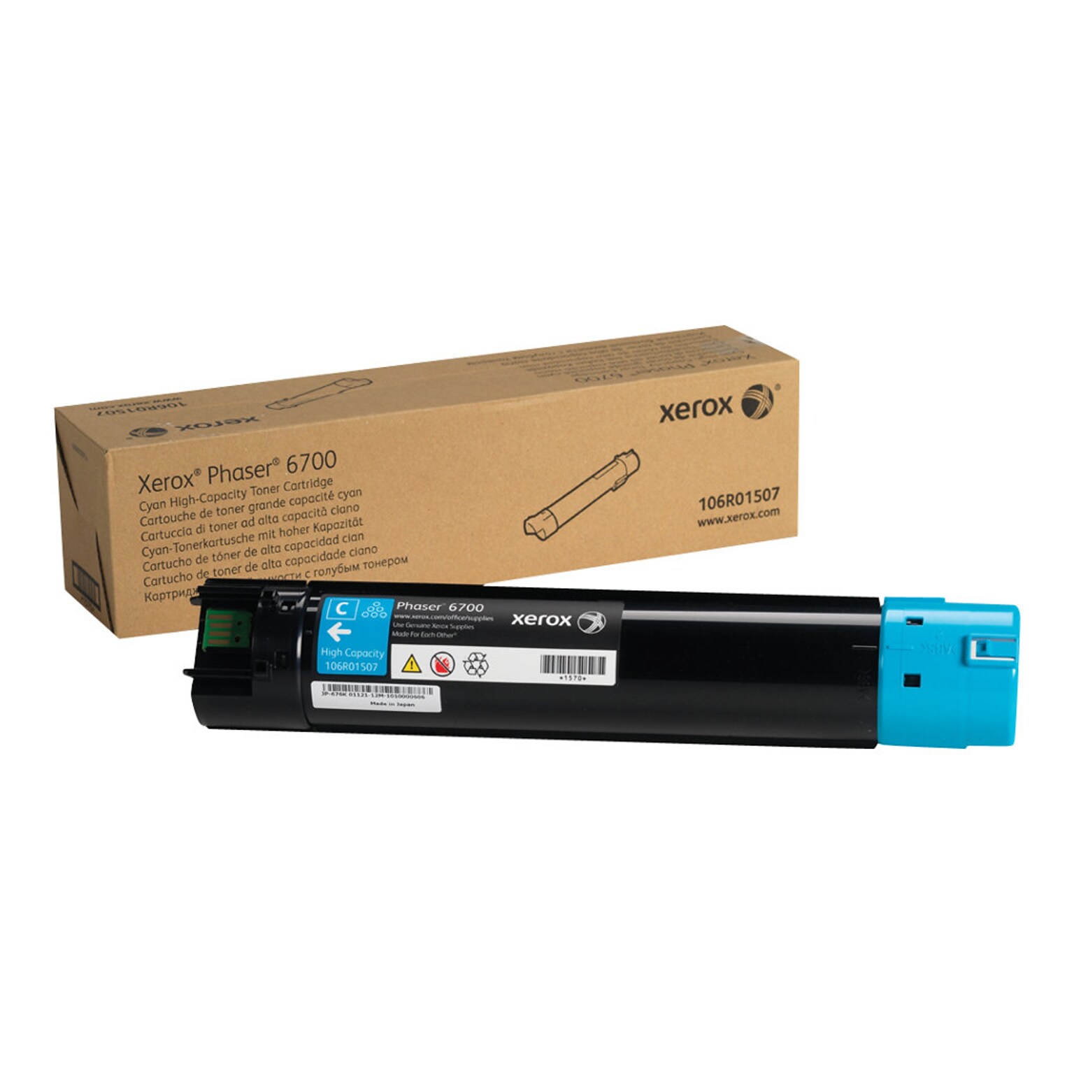 Xerox 106R01507 Cyan High Yield Toner Cartridge, Prints Up to 12,000 Pages