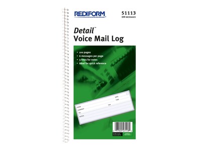 Rediform Detail Message Pad, 10.63" x 5.63", Unruled, White, 100 Sheets/Pad (51113)