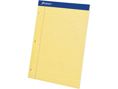 Ampad Notepads, 8.5 x 11.75, Wide Ruled, Canary, 50 Sheets/Pad, 12 Pads/Pack (TOP20-221)