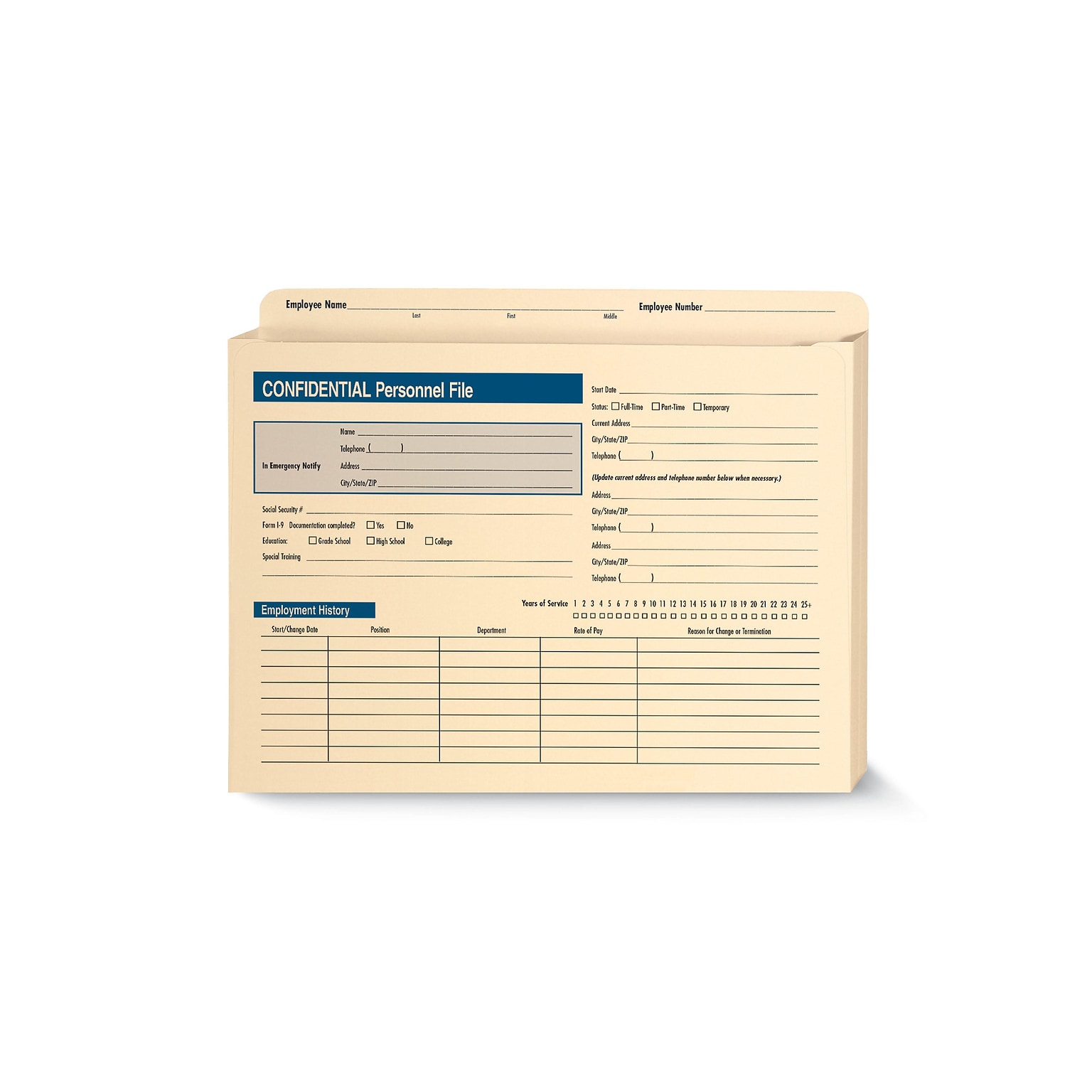 ComplyRight 1-Part Personnel Folder, 25/Pack (A222)