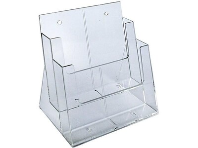 Azar Two-Tier Brochure Holder, 8.5 x 11, Clear Plastic (252380)