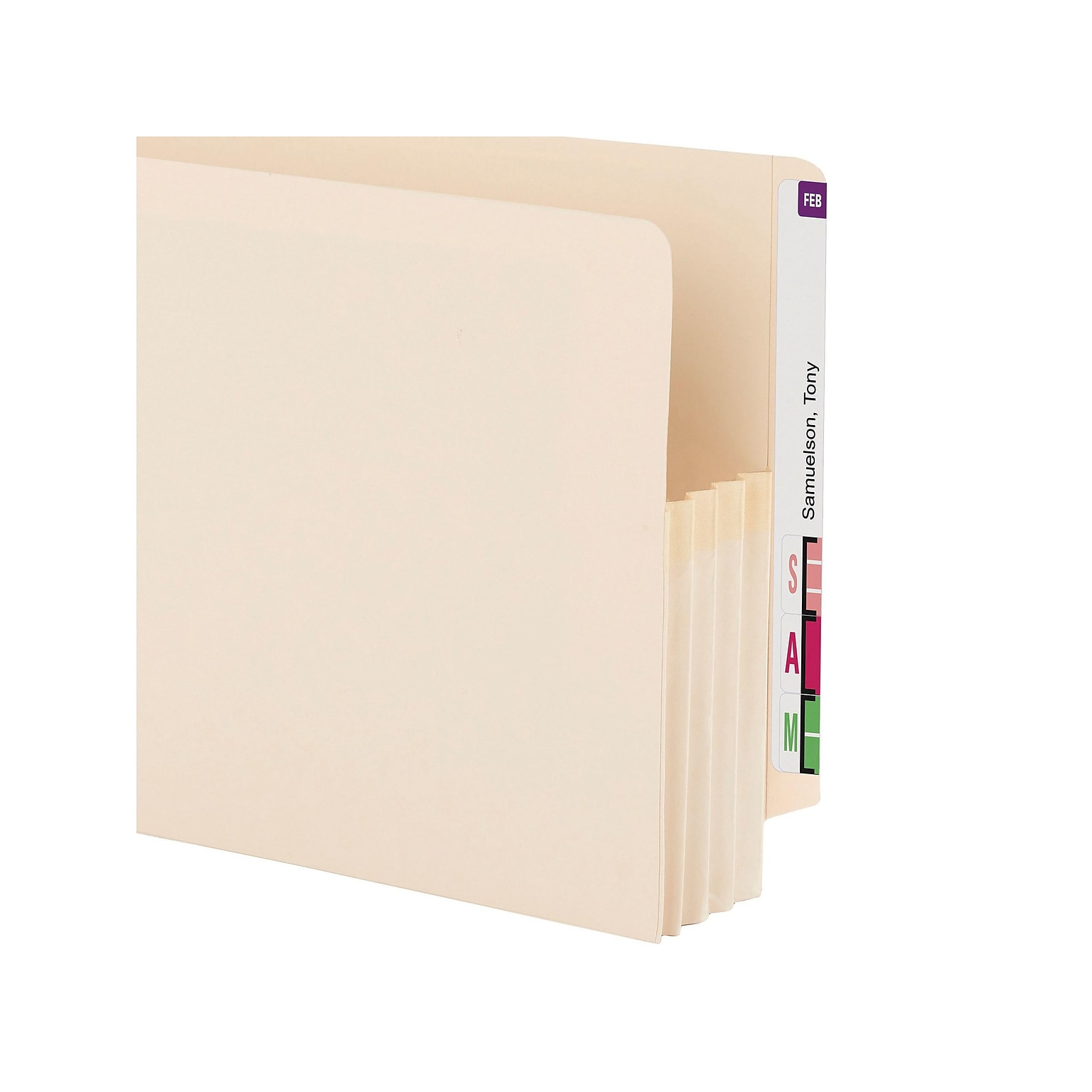 Smead End Tab File Pocket, Reinforced Straight-Cut Tab, 3.5 Expansion, Manila Gusset, Letter Size, Manila, 25/Box (75124)