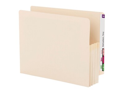 Smead End Tab File Pocket, Reinforced Straight-Cut Tab, 3.5" Expansion, Manila Gusset, Letter Size, Manila, 25/Box (75124)