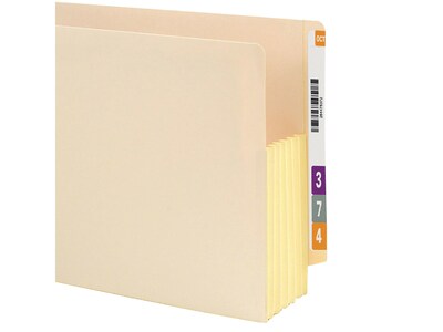 Smead® End Tab File Pocket, Reinforced Straight-Cut Tab, 5-1/4" Expansion, Fully-Lined Gusset, Legal Size, Manila (76174)