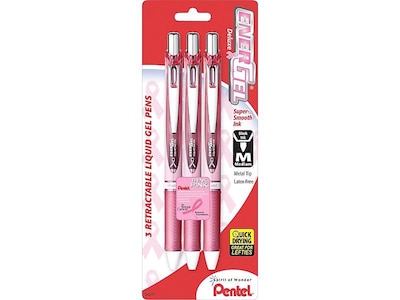 EnerGel RTX Refillable Liquid Gel Pen, 0.7mm, Black Ink 3-pk