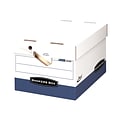 Bankers Box Heavy-Duty File Storage Boxes, Lift-Off Lid, Letter/Legal Size, White/Blue, 12/Carton (0