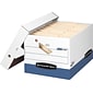 Bankers Box Heavy-Duty File Storage Boxes, Lift-Off Lid, Letter/Legal Size, White/Blue, 12/Carton (0063601)