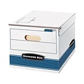 Bankers Box Shipping & Storage Medium-Duty FastFold File Boxes, Flip Top Lid, Letter/Legal Size, White/Blue, 12/Carton (0007101)
