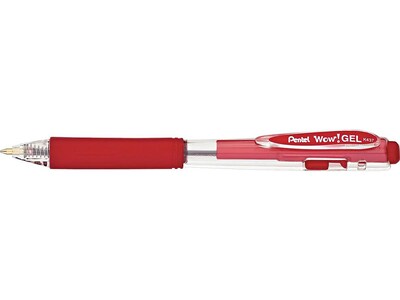 Pentel WOW! Retractable Gel Pens, Medium Point, Red Ink, Dozen (K437-B)