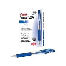 Pentel WOW! Retractable Gel Pens, Medium Point, Blue Ink, Dozen (K437-C)