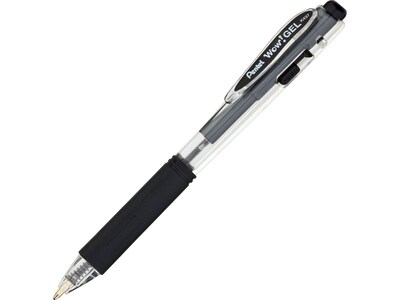 Pentel WOW! Retractable Gel Pens, Medium Point, Black Ink, Dozen (K437-A)