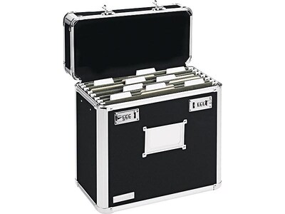 Find It Heavy Duty Metal File Box Hinged, Letter Size, Black with Chrome Finish (VZ01187)