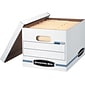 Bankers Box Stor/File™ Corrugated File Storage Boxes, Lift-Off Lid, Letter/Legal Size, White/Blue, 4