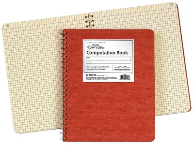 Ampad Gold Fibre Computation Book, 9.37" x 11.75", Quad Ruled, 76 Sheets, Red (TOP 22-157)