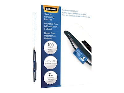 Fellowes Thermal Laminating Pouches, ID Tag, 7 Mil, 100/Pack (FEL52050)