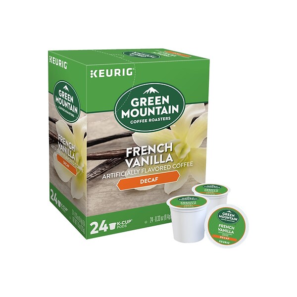 Green Mountain French Vanilla Decaf Coffee, Keurig® K-Cup® Pods, Light Roast, 24/Box (7732)