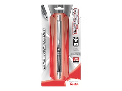 Pentel EnerGel Alloy Retractable Gel Pen, Medium Point, Black Ink (BL407ABPA)