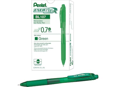 Pentel EnerGel-X RollerGel Retractable Gel Pens, Medium Point, Green Ink, Dozen (BL107-D)