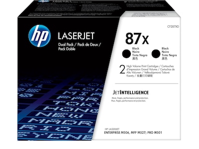 HP 87X Black High Yield Toner Cartridge, 2/Pack (CF287XD), print up to 18000 pages