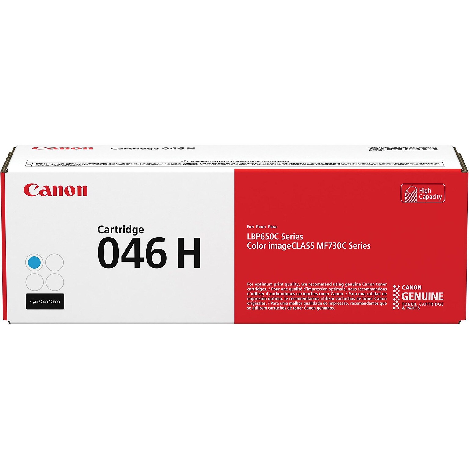 Canon 046 H Cyan High Yield Toner Cartridge, Prints Up to 5,000 Pages (1253C001)