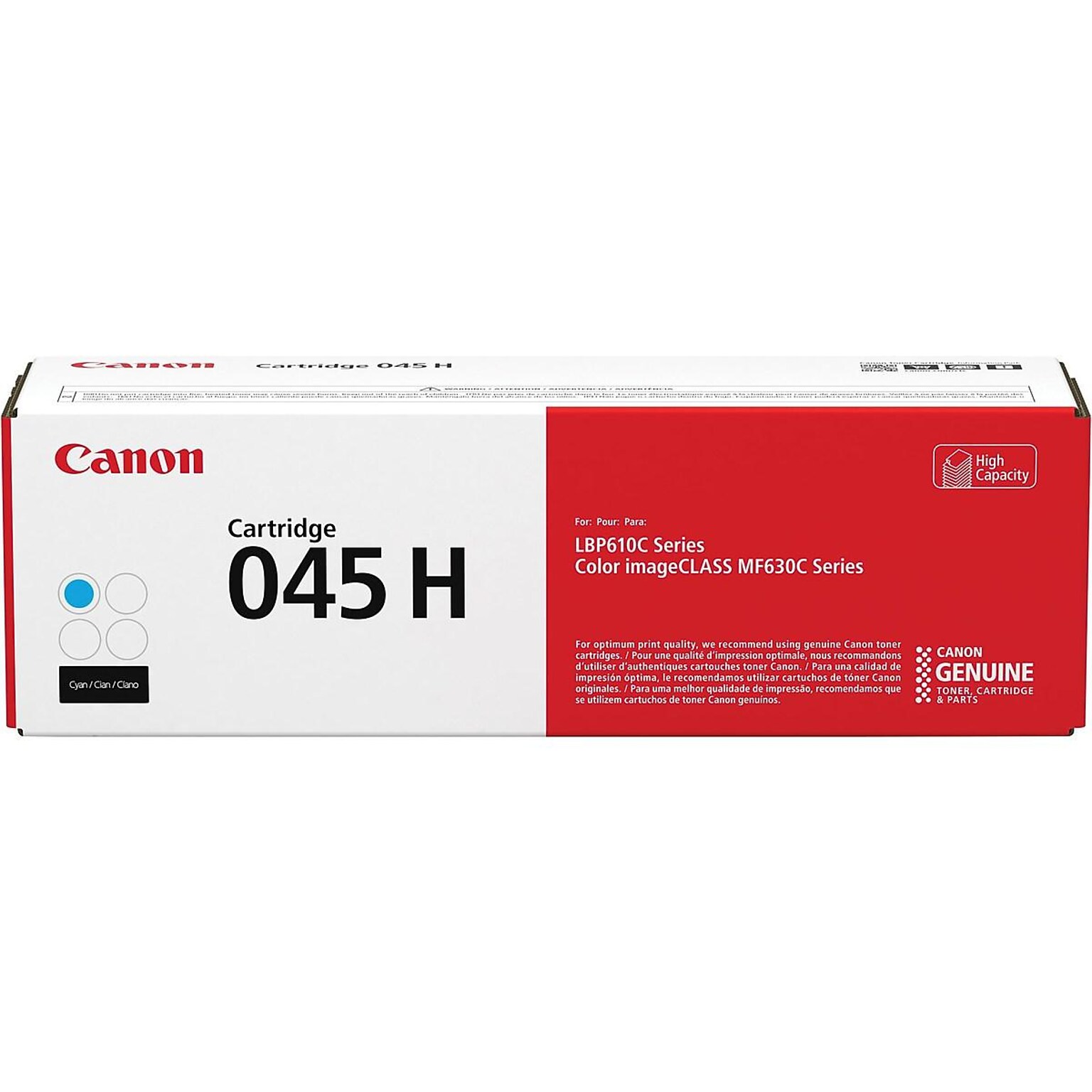 Canon 045 H Cyan High Yield Toner Cartridge, Prints Up to 2,200 Pages (1245C001)