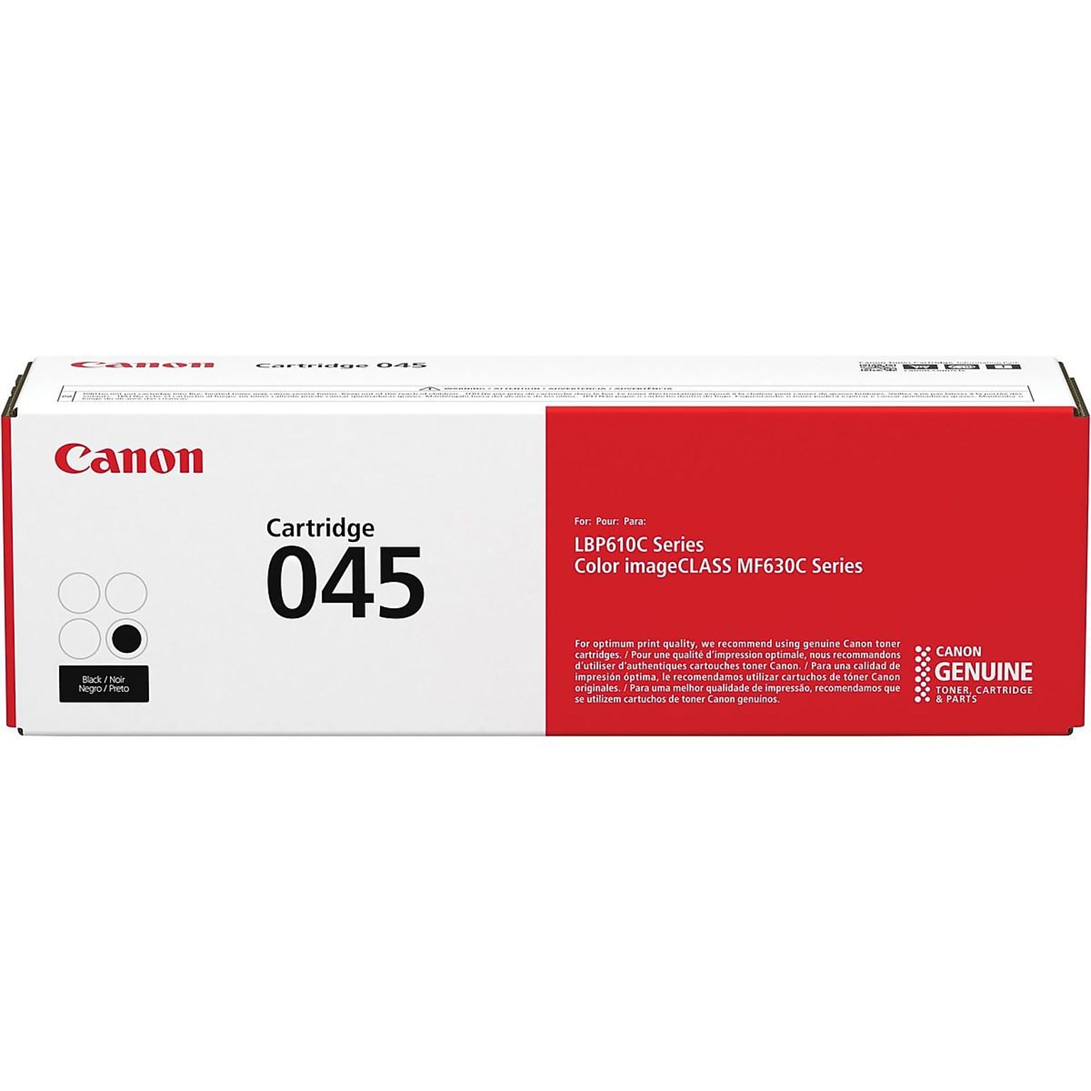 Canon 045 Black Standard Yield Toner Cartridge, Prints Up to 1,400 Pages (1242C001)