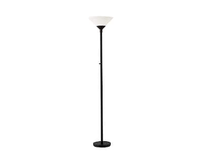 Adesso® Aries 73"H 300 W Torchiere, Black with White Acrylic Cone Shade (7500-01)