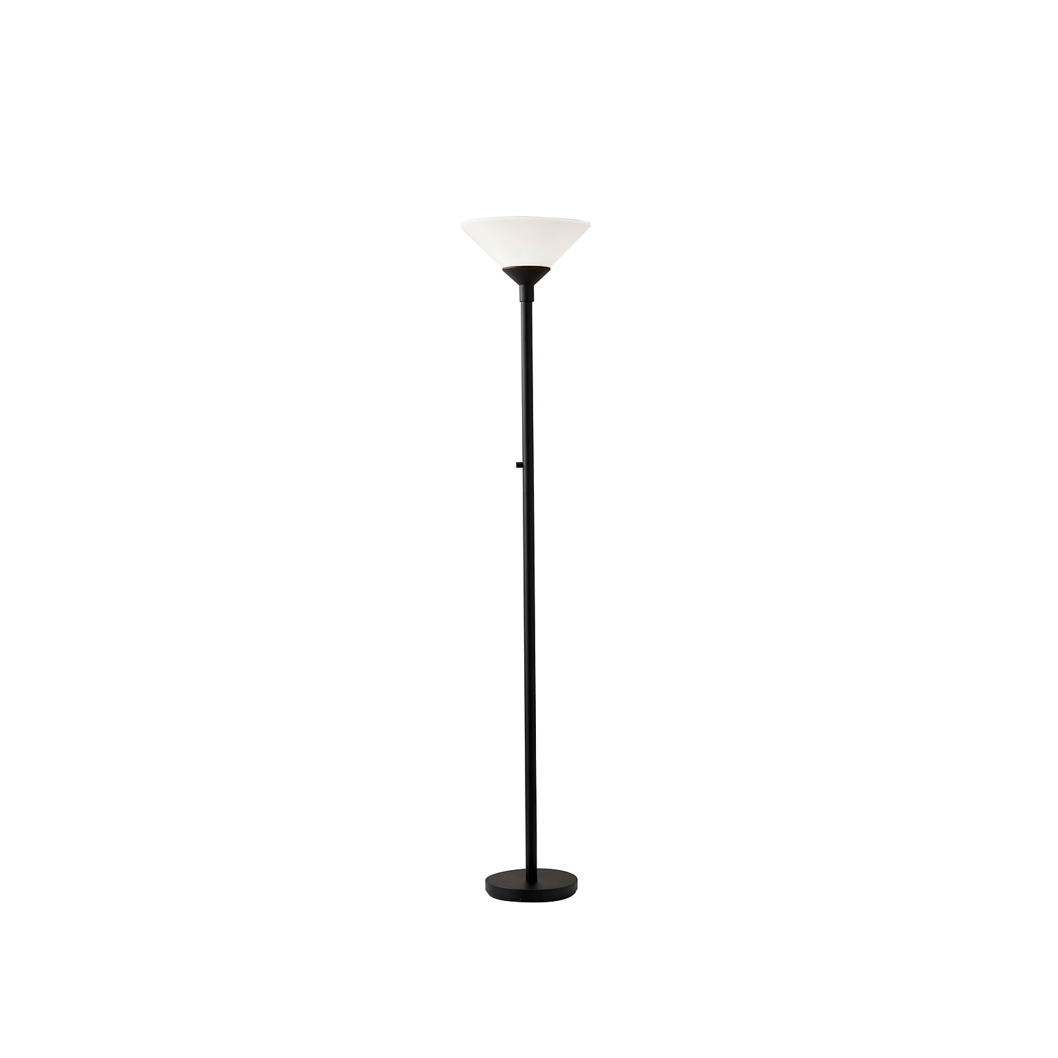 Adesso® Aries 73H 300 W Torchiere, Black with White Acrylic Cone Shade (7500-01)