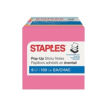 Staples® Pop-up Notes, 3 x 3, Tropics Collection, 100 Sheet/Pad, 6 Pads/Pack (S33BRP6/52559)