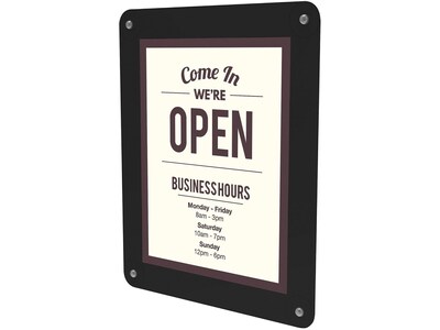 Deflecto® Window Display Sign Holder, 8.5" x 11", Clear/Black Plastic (899102)