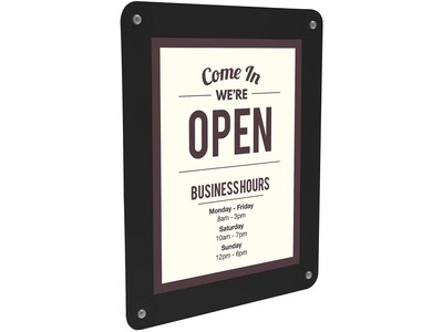 Deflect-O Document Holder, 8.5" x 11", Wall Mounted, Clear/Black Plastic (899102)