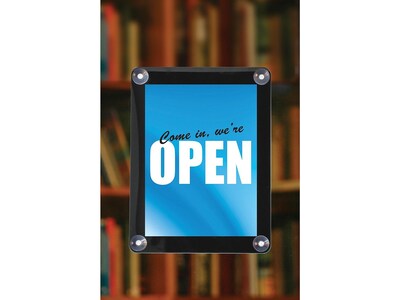 Deflecto® Window Display Sign Holder, 8.5" x 11", Clear/Black Plastic (899102)