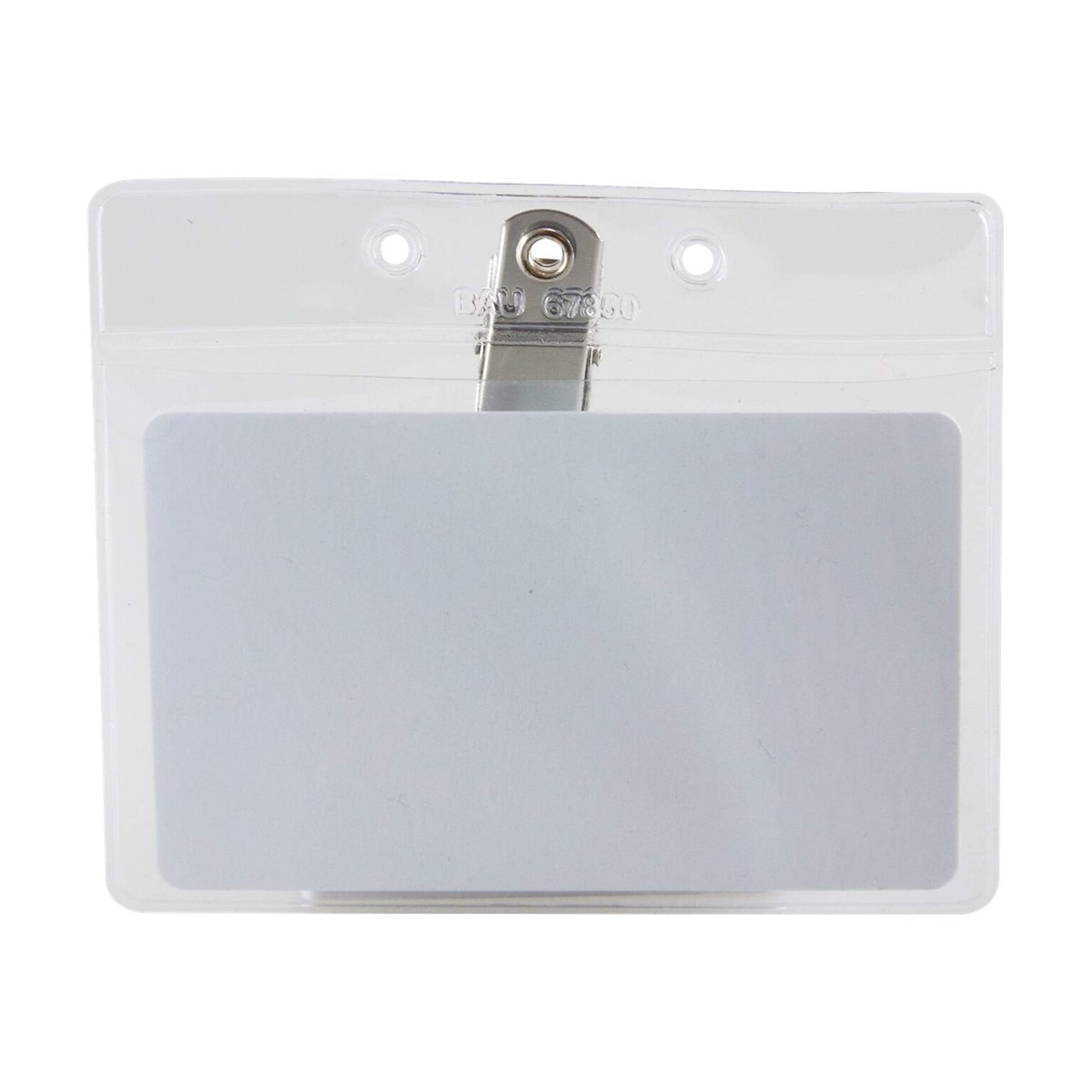 Sicurix Standard Clip On ID Badge Holder, Clear, 50/Pack (BAU67850)