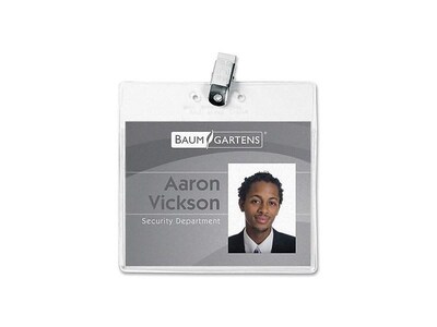Sicurix Standard Clip On ID Badge Holder, Clear, 50/Pack (BAU67850)