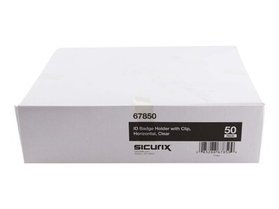 Sicurix Standard Clip On ID Badge Holder, Clear, 50/Pack (BAU67850)