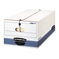 Bankers Box Stor/File Medium-Duty FastFold File Storage Boxes, String & Button, Legal Size, White/Blue, 4/Carton (0070503)