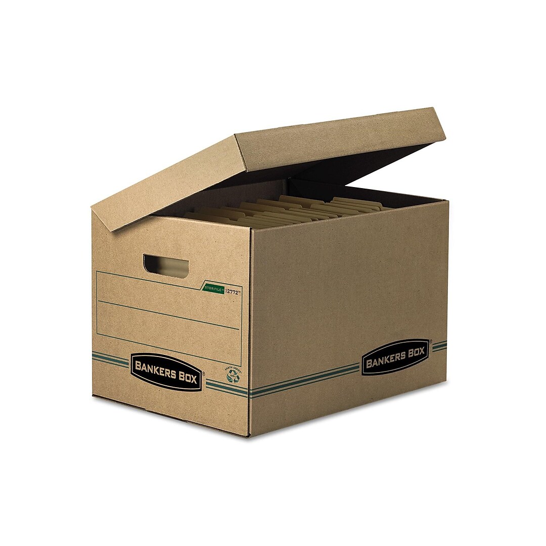 Bankers Box Systematic 100 Recycled Corrugated File Storage Boxes Flip Top Lid Letter Legal Size Quill Com