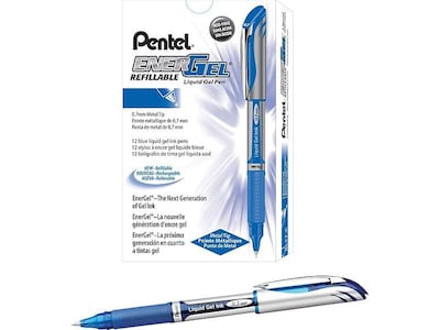 Pentel EnerGel Deluxe Gel Pens, Medium Point, Blue Ink, Dozen (BL57-C)