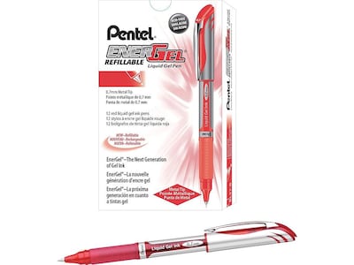 Pentel EnerGel Deluxe Gel Pens, Medium Point, Red Ink, Dozen (BL57-B)