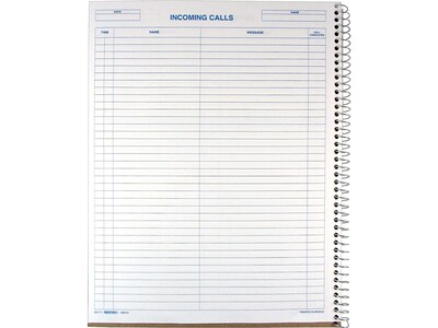 Rediform Incoming/Outgoing Call Register, 8.5" x 11", White, 100 Sheets/Pad (50111)