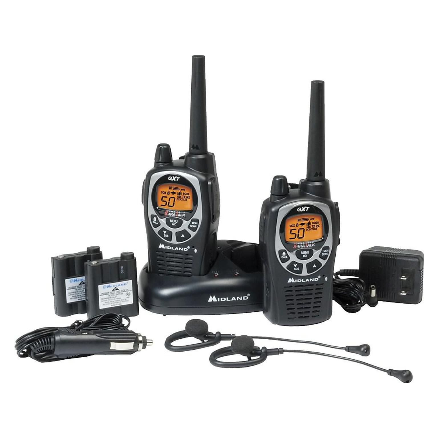 MIDLAND RADIO X-tra Talk Two Way Radios, Black, 2/Pack (GXT1000VP4)