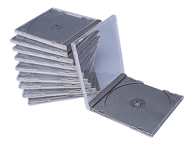Staples Standard Jewel Cases for CD/DVD, Black/Clear Plastic (10384-CC)