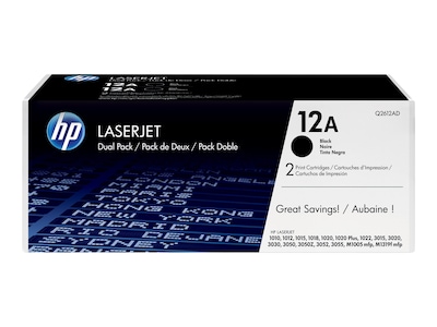 HP 12A Black Standard Yield Toner Cartridge, 2/Pack (Q2612D)