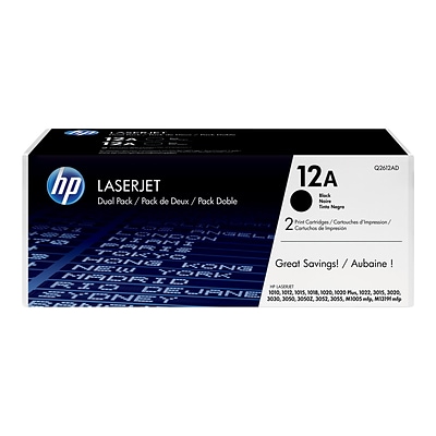 HP 12A Black Standard Yield Toner Cartridge, 2/Pack (Q2612D)