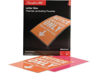 GBC UltraClear Thermal Laminating Pouches, Letter Size, 3 Mil, 50/Pack (GBC3745690)