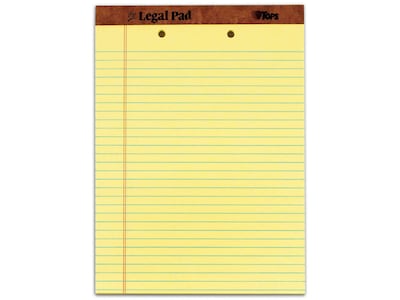 TOPS The Legal Pad Notepads, 8.5 x 11.75, Wide Ruled, Canary, 50 Sheets/Pad, 12 Pads/Pack (TOP 753