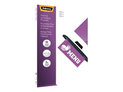 Fellowes Thermal Laminating Pouches, Menu, 3 Mil, 50/Pack (52013)