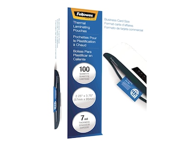 Fellowes Thermal Laminating Pouches, Business Card, 7 Mil, 100/Pack (52059)
