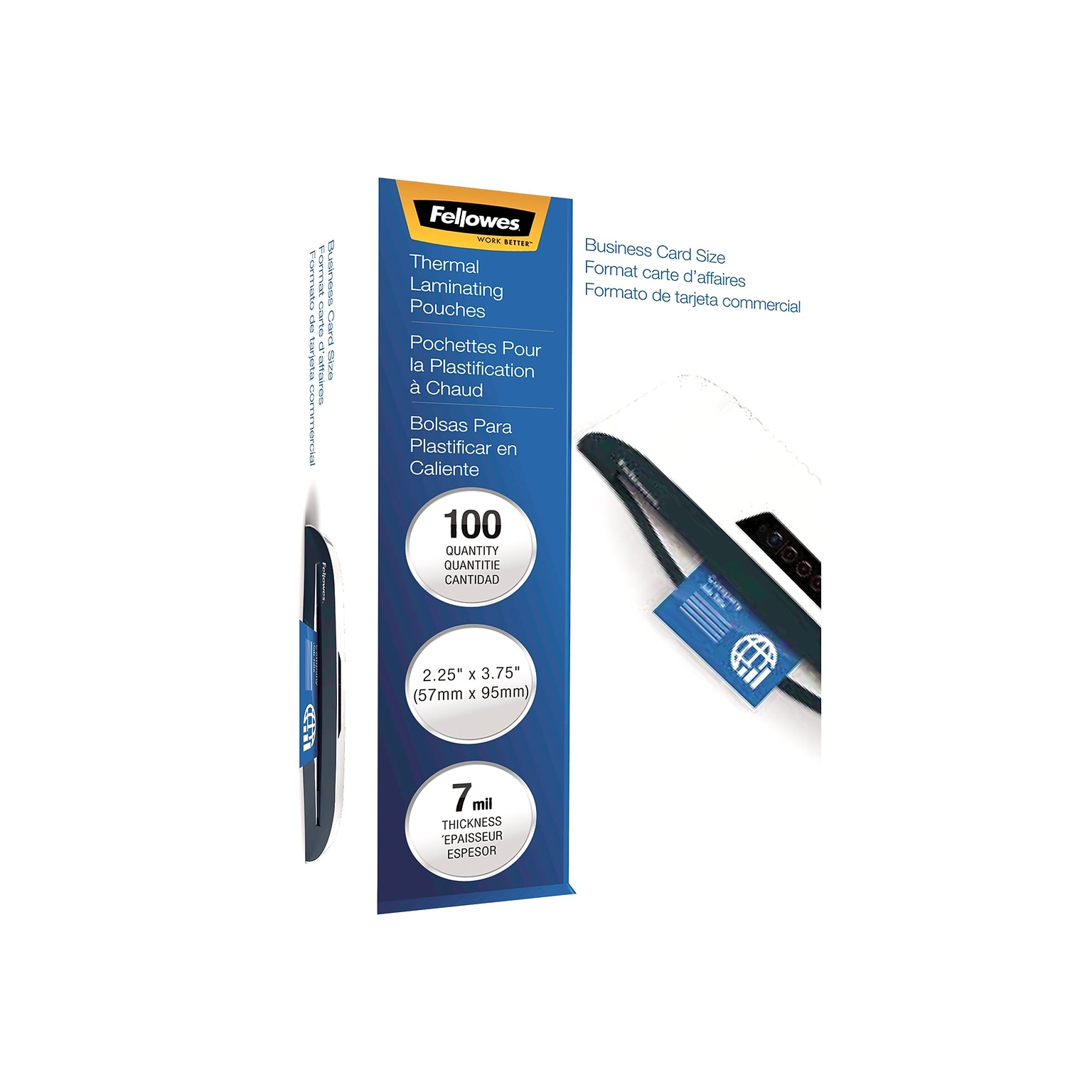 Fellowes Thermal Laminating Pouches, Business Card, 7 Mil, 100/Pack (52059)