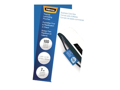 Fellowes Thermal Laminating Pouches, Business Card, 7 Mil, 100/Pack (52059)